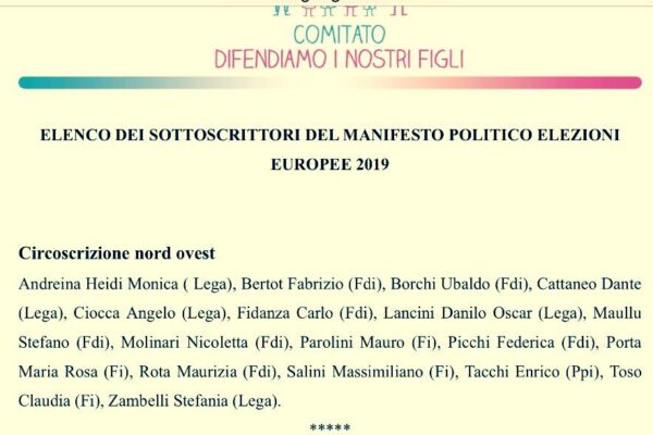 Elezioni europee – Importante sostenere persone che vogliono battersi per la FAMIGLIA nelle istituzioni dell’UE.