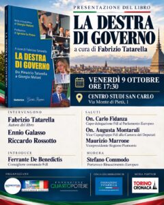 INVITO EVENTO | Presentazione del libro “LA DESTRA DI GOVERNO” a cura di FABRIZIO TATARELLA | 9.10.2026 ORE 17:30